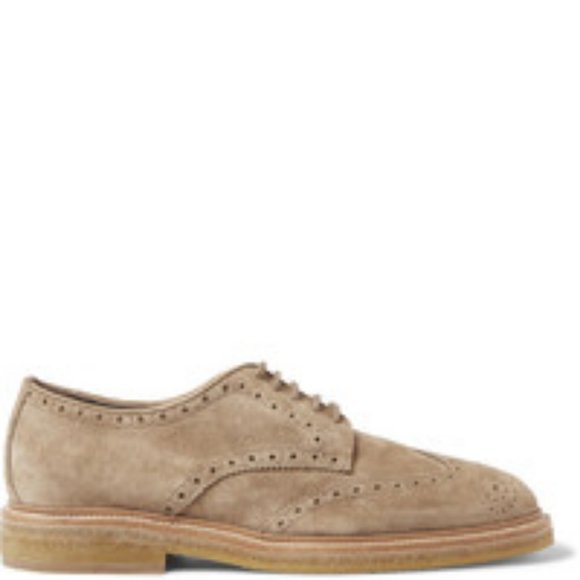 NIB Burberry Suede Wingtip Brogues Tan Suede Brogues 41 Made in Italy - Picture 1 of 8